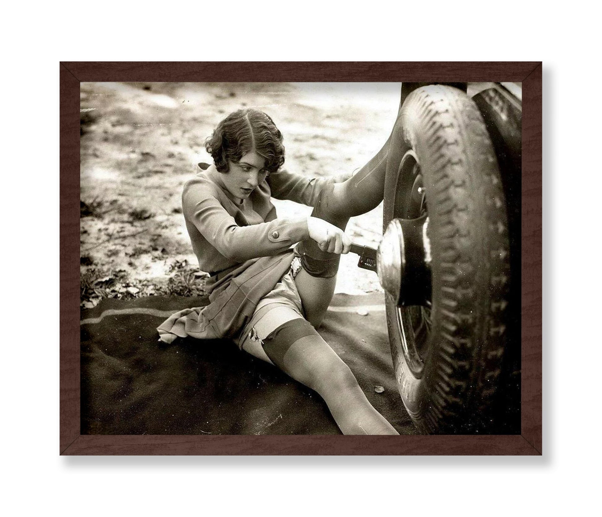 Woman Changing Tires