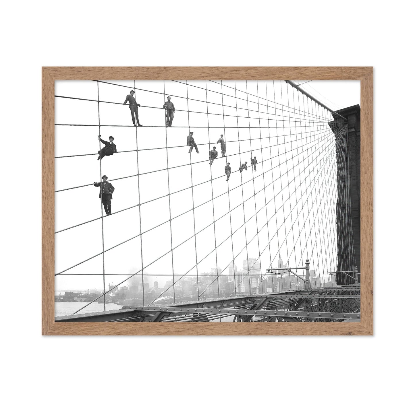 Painters Suspended on Cables of the Brooklyn Bridge