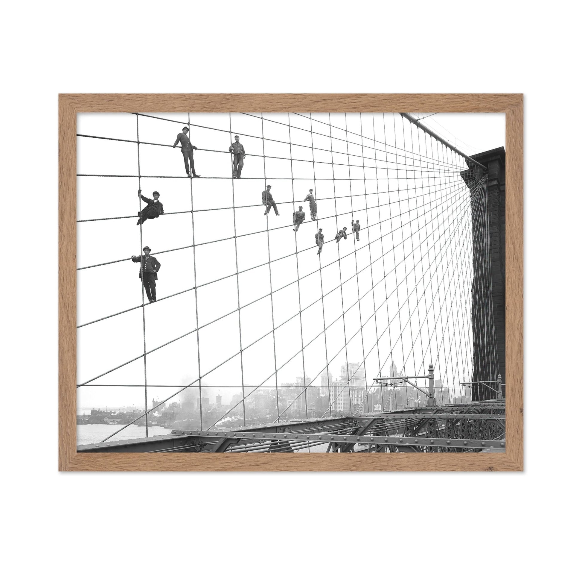 Painters Suspended on Cables of the Brooklyn Bridge