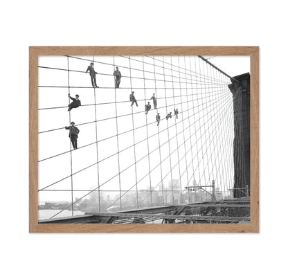 Painters Suspended on Cables of the Brooklyn Bridge