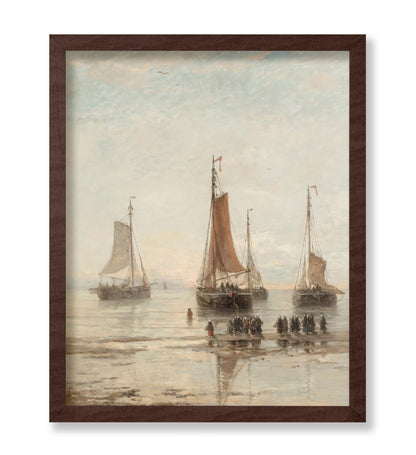 Bluff-Bowed Scheveningen Boats at Anchor