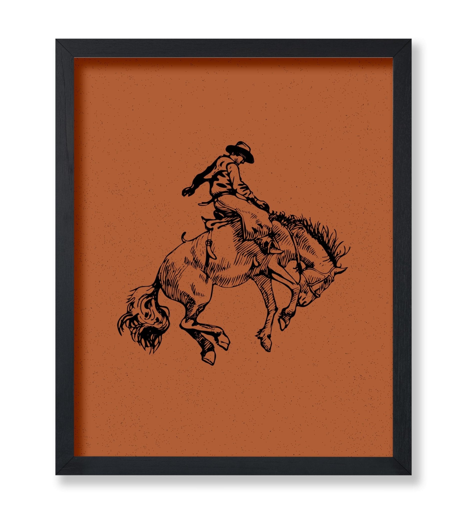 Brown Cowboy Riding A Wild Horse