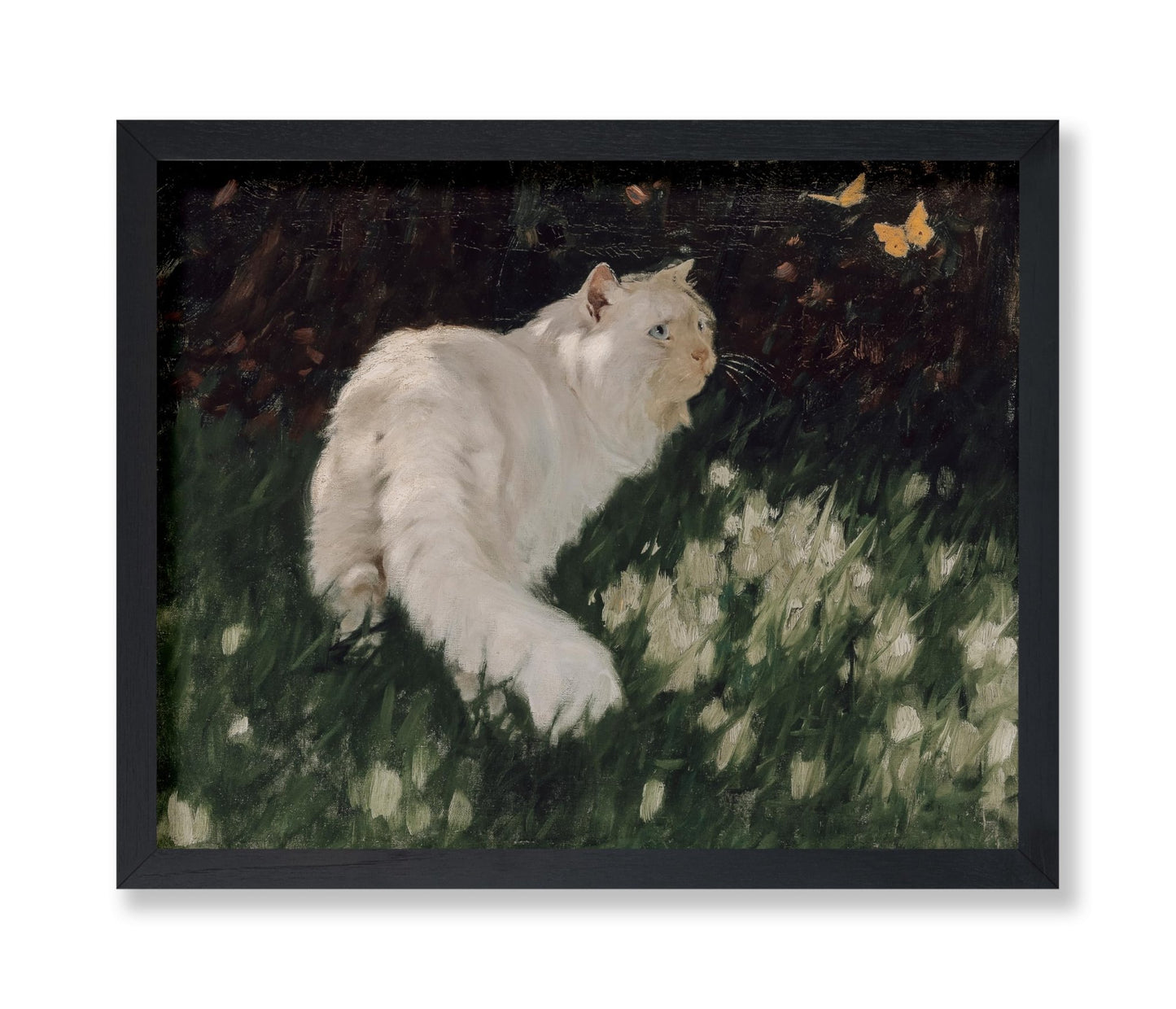 Arthur Heyer - White Cat and Butterflies