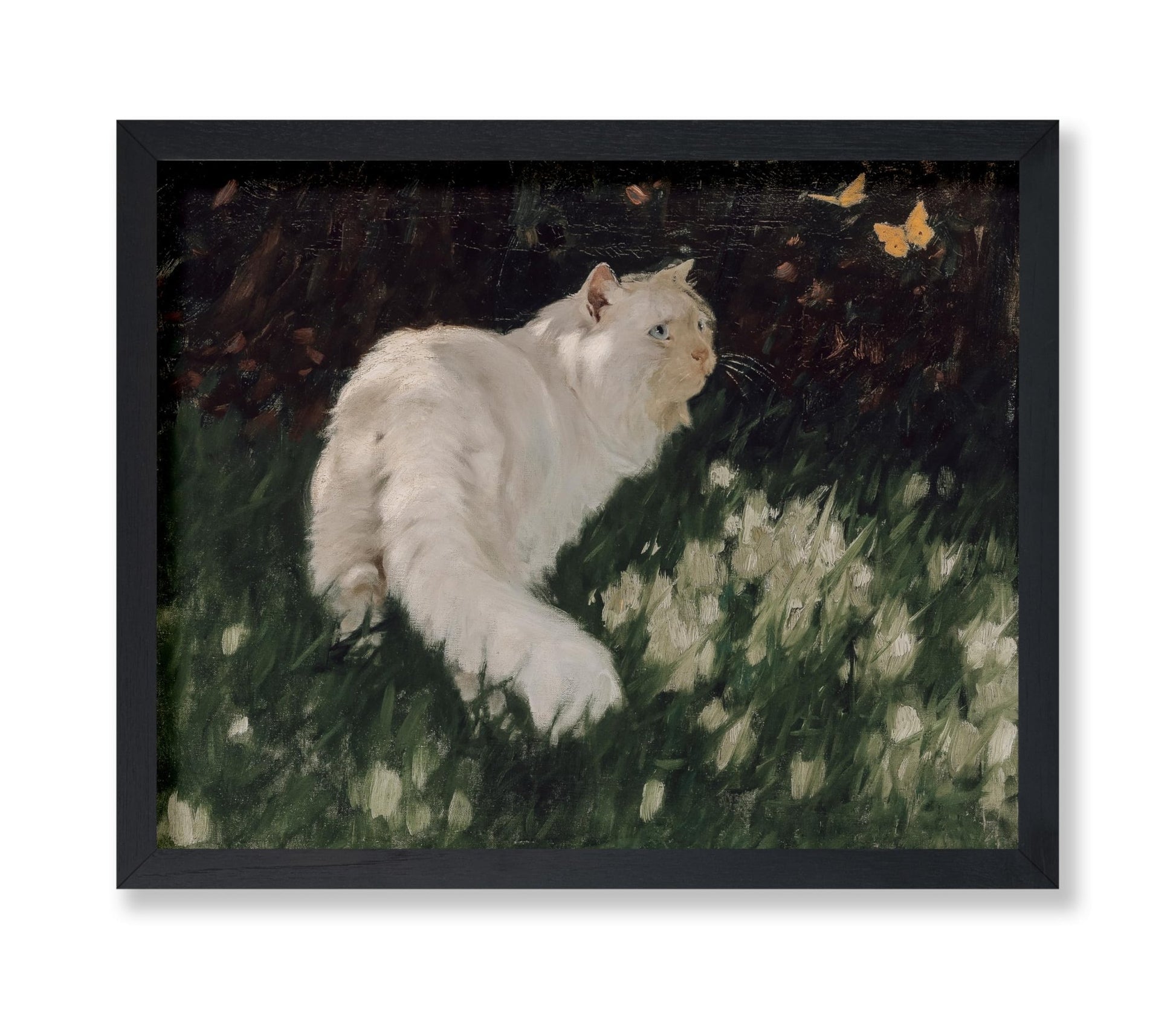 Arthur Heyer - White Cat and Butterflies