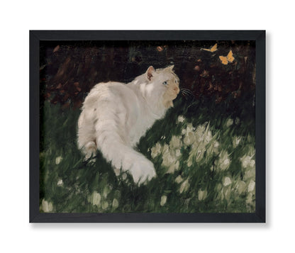 Arthur Heyer - White Cat and Butterflies