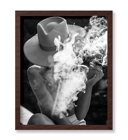 Woman in Hat Smoking
