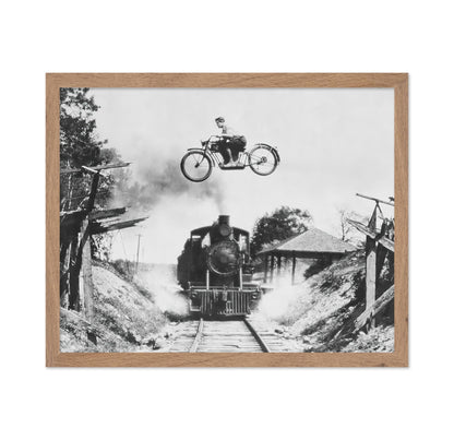 Motorcycle Jumping Old Train