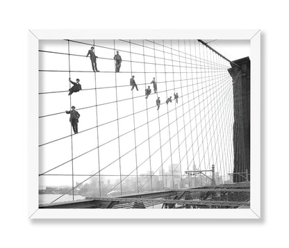 Painters Suspended on Cables of the Brooklyn Bridge