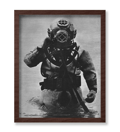 US Navy Diver in Mark-V Diving Helmet and Suit