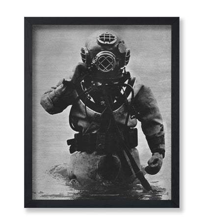 US Navy Diver in Mark-V Diving Helmet and Suit