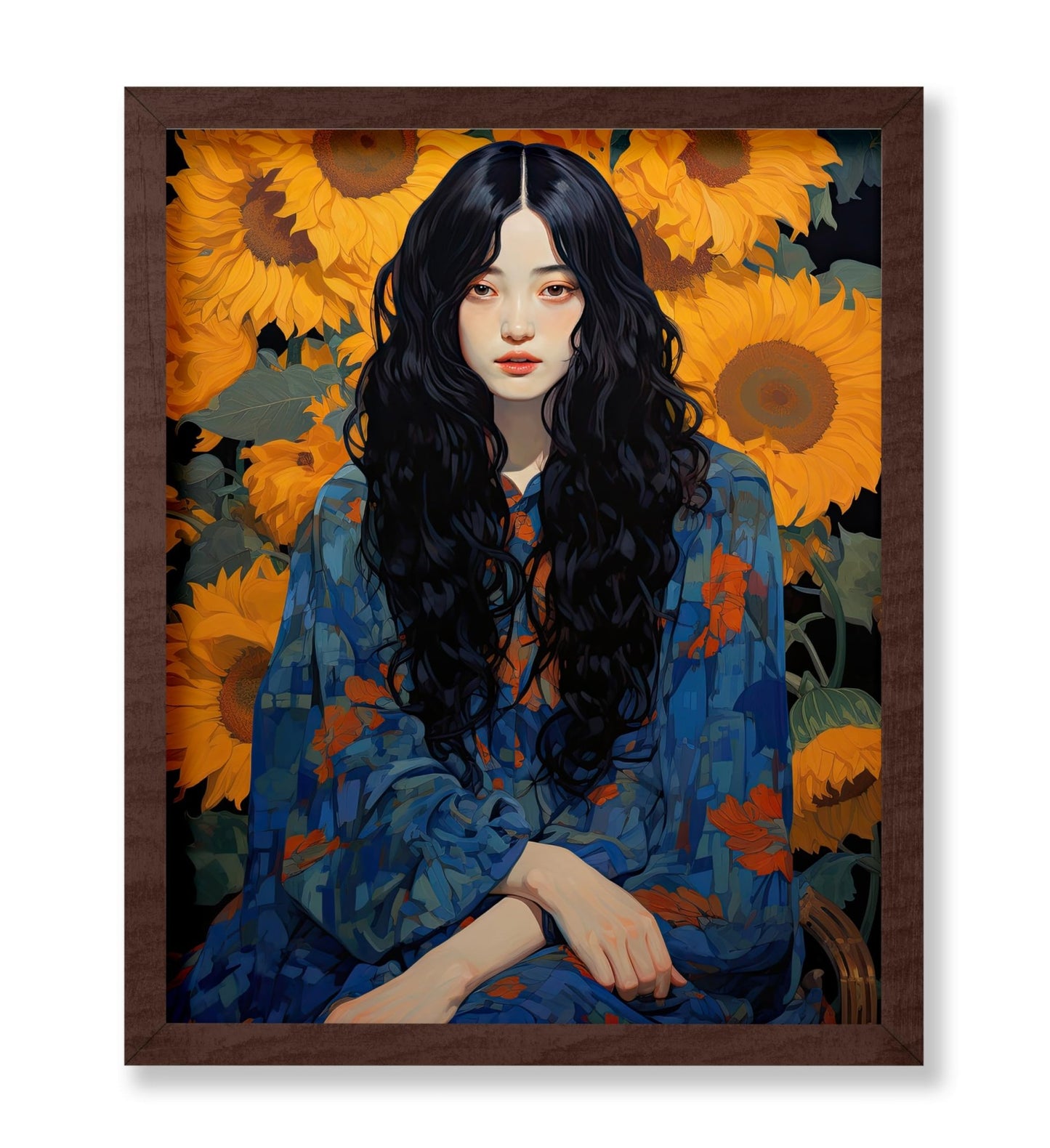 Woman and Sunflowers