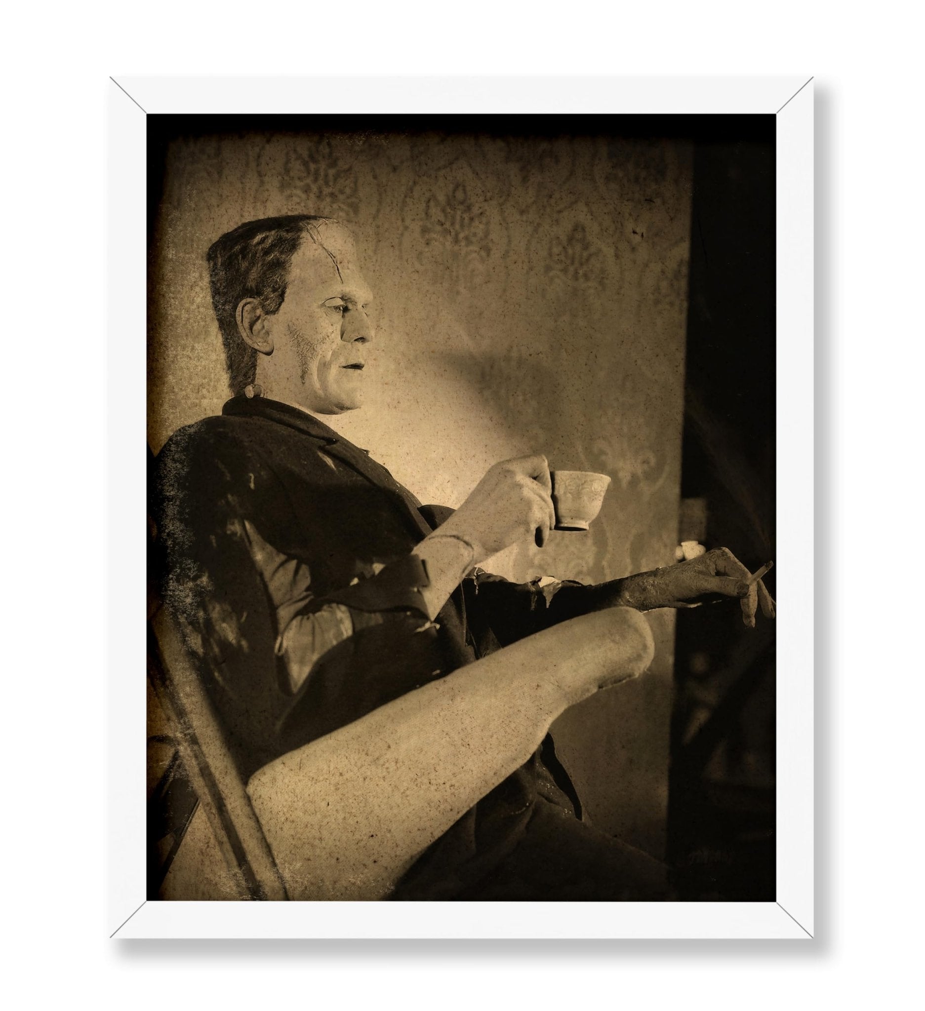 Frankenstein Drinking Coffee