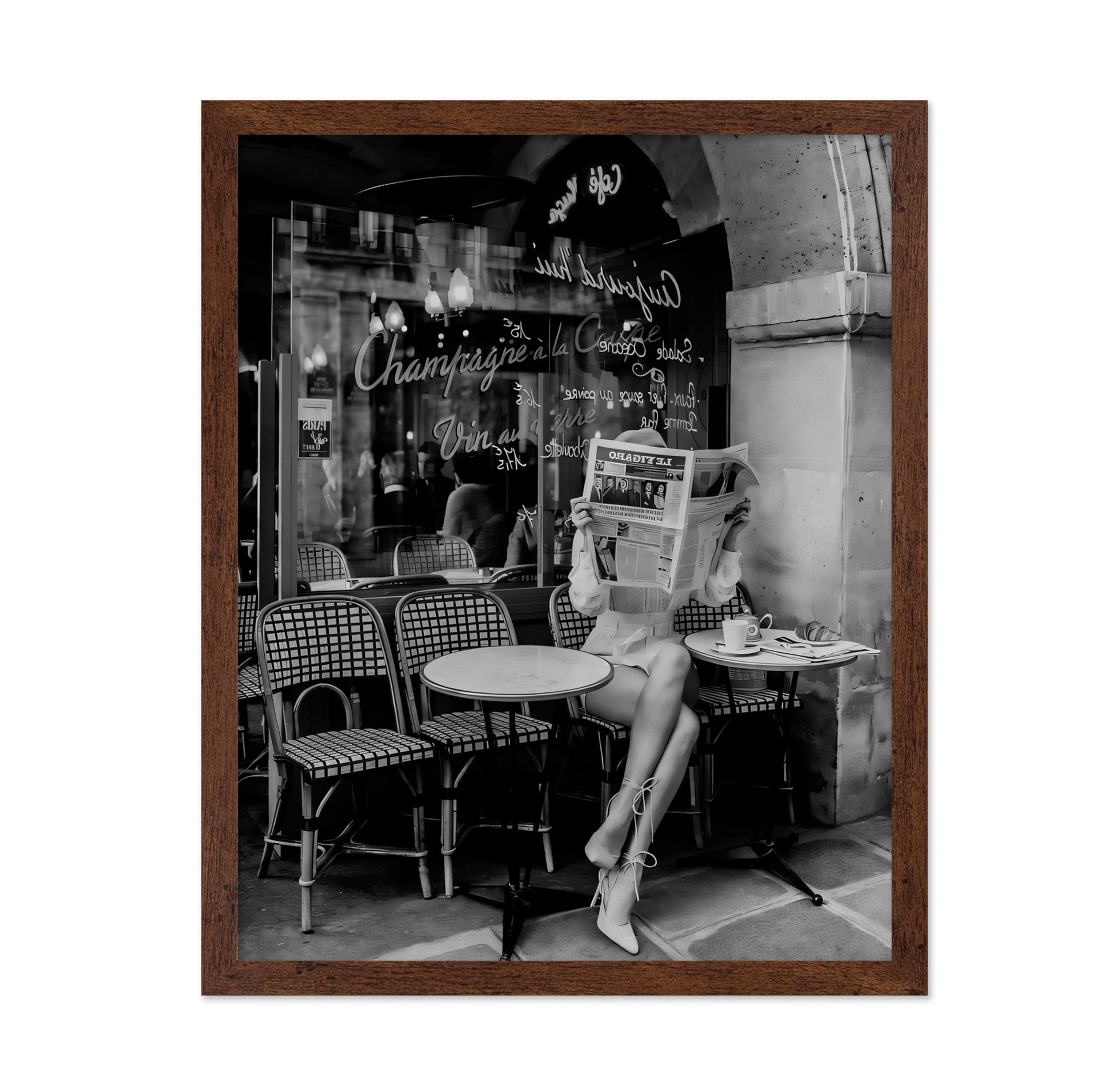 Woman Reading Newspaper in Paris