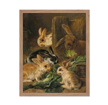 A Mother Rabbit and Her Young