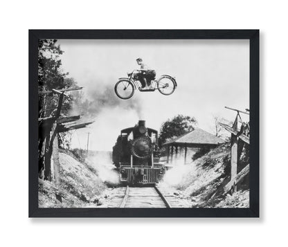 Motorcycle Jumping Old Train