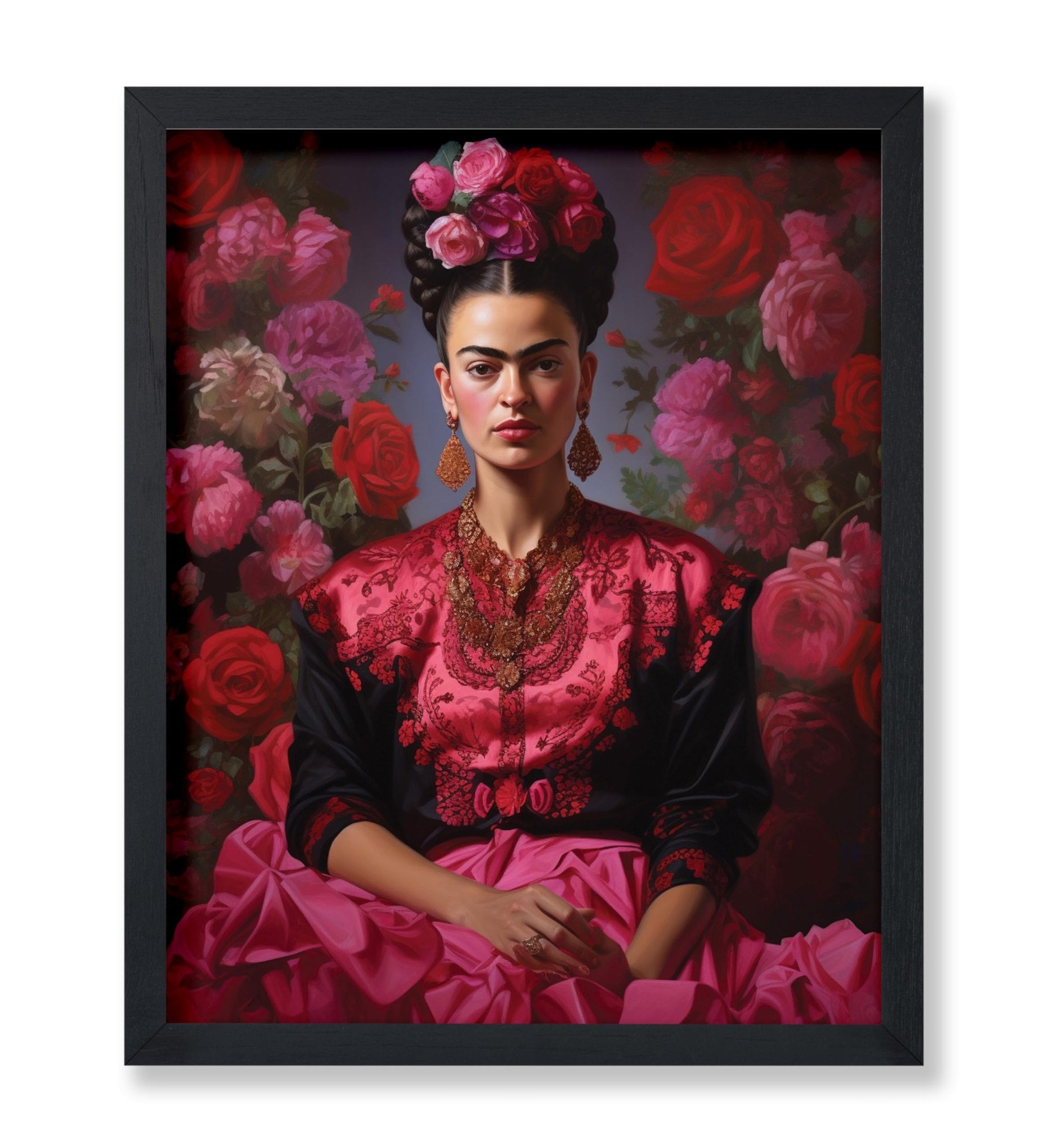 Frida Pink Floral Portrait