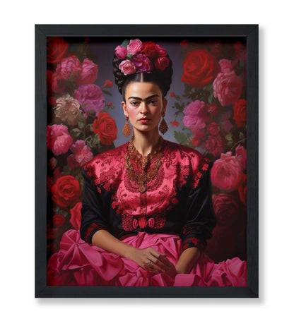 Frida Pink Floral Portrait