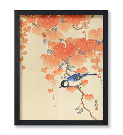 Ohara Koson - Little Blue Bird In Autumn Branches
