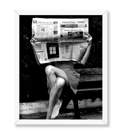 Sexy Woman Reading Newspaper