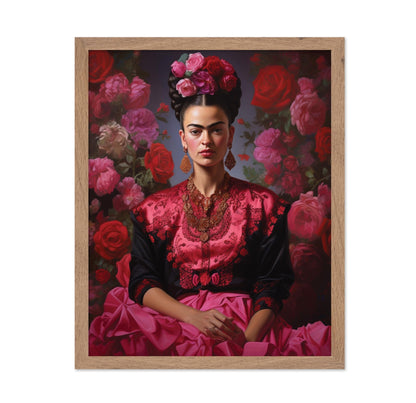 Frida Pink Floral Portrait