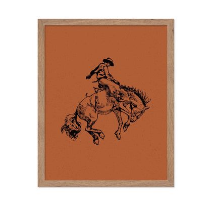 Brown Cowboy Riding A Wild Horse