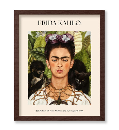 Frida - Self-Portrait with Thorn Necklace and Hummingbird No2 Poster