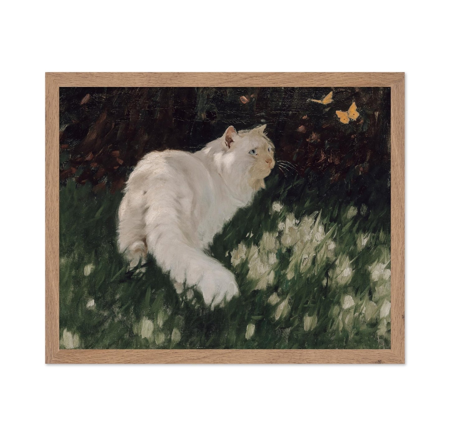 Arthur Heyer - White Cat and Butterflies