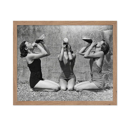 Women Drinking Wine From Bottle in Swimsuits