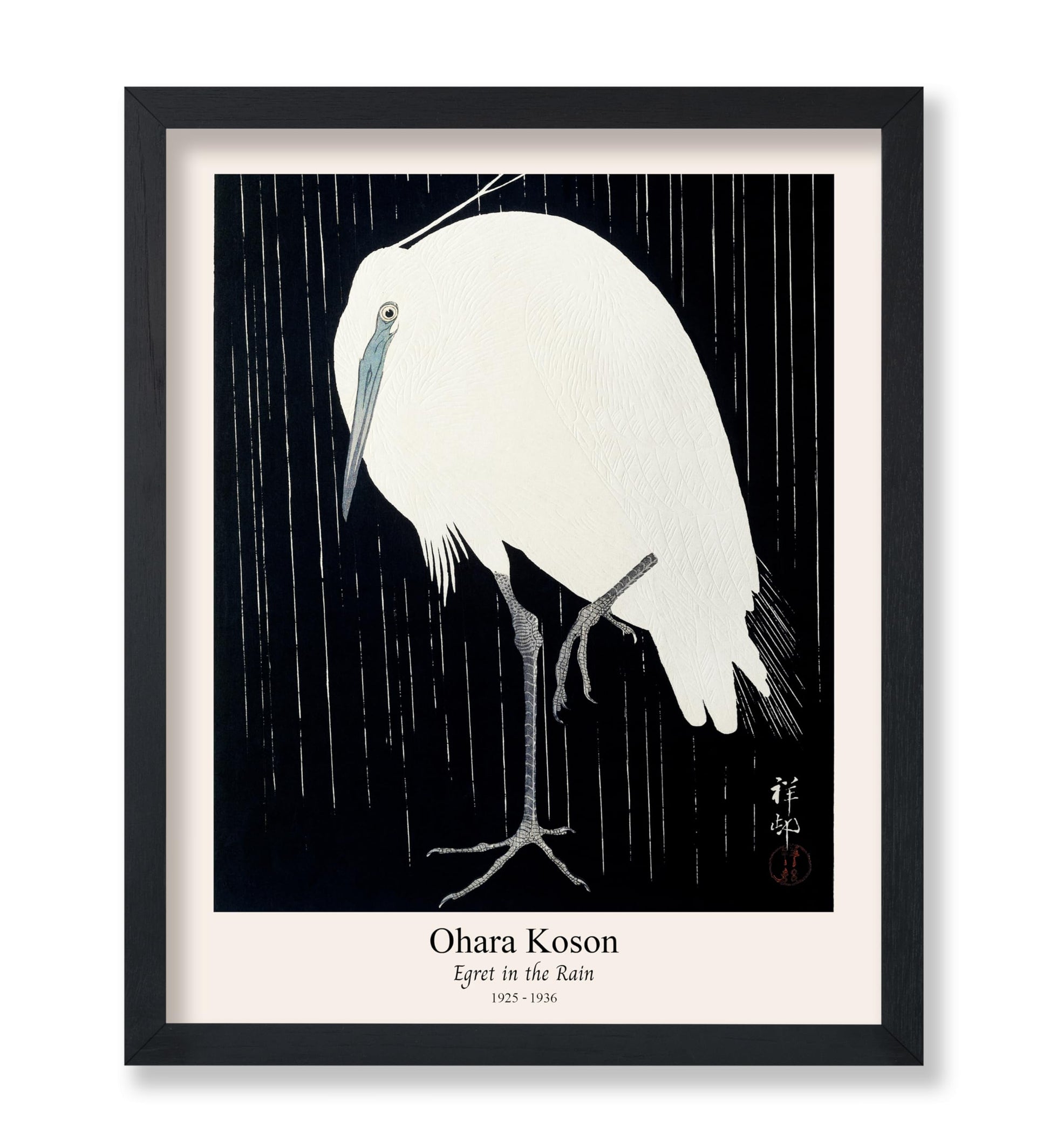 Ohara Koson - Egret in the Rain No1