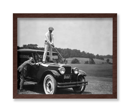 Golfing on Antique Car