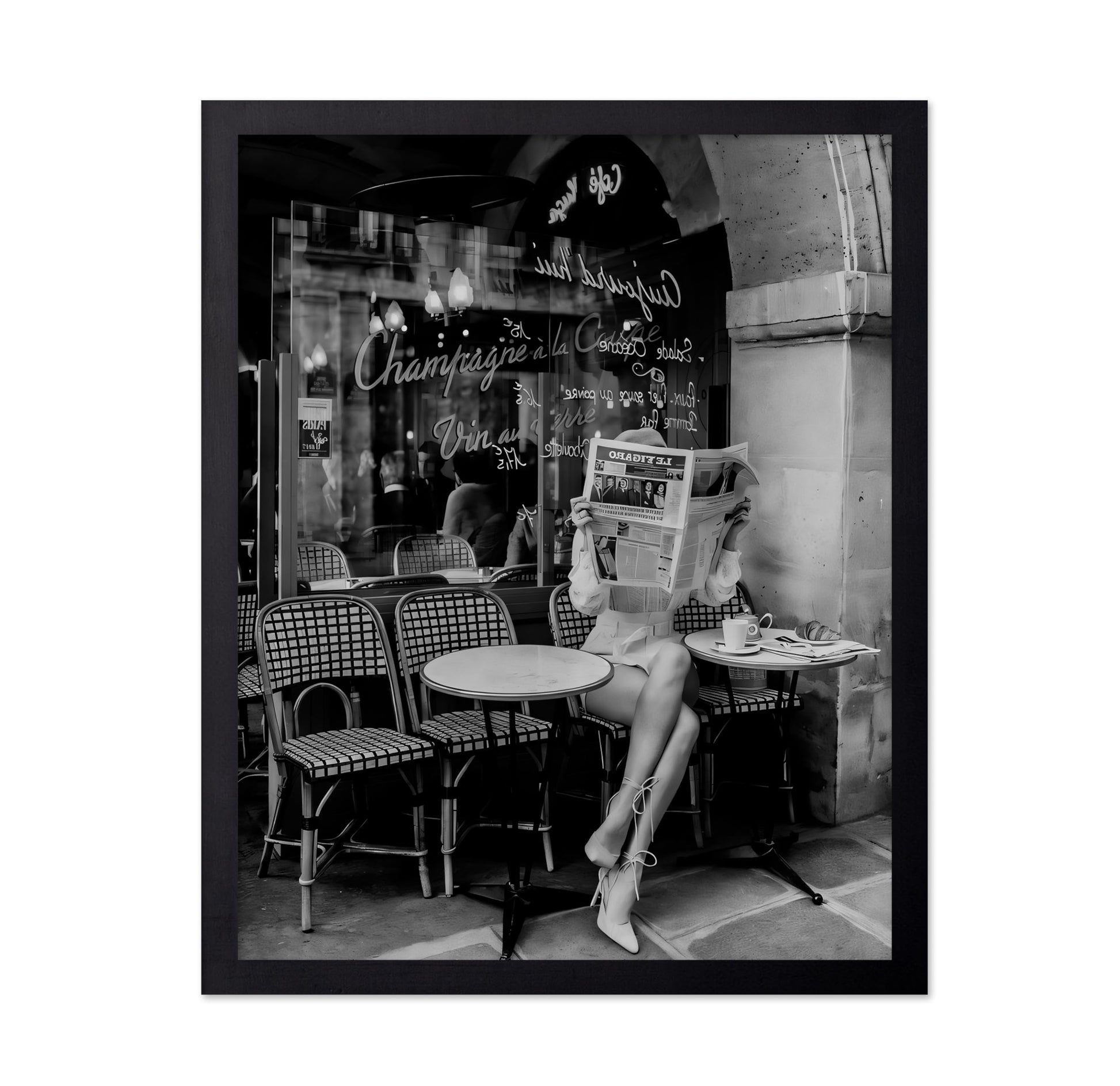 Woman Reading Newspaper in Paris