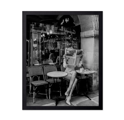 Woman Reading Newspaper in Paris