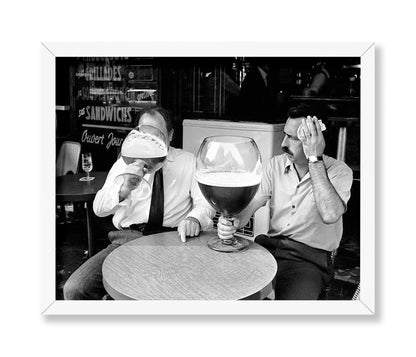Two Guys Drinking Giant Beers