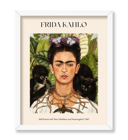 Frida - Self-Portrait with Thorn Necklace and Hummingbird No2 Poster