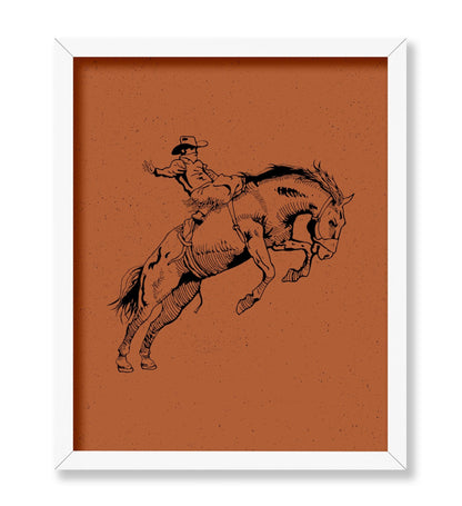 Brown Cowboy Bucking Bronco