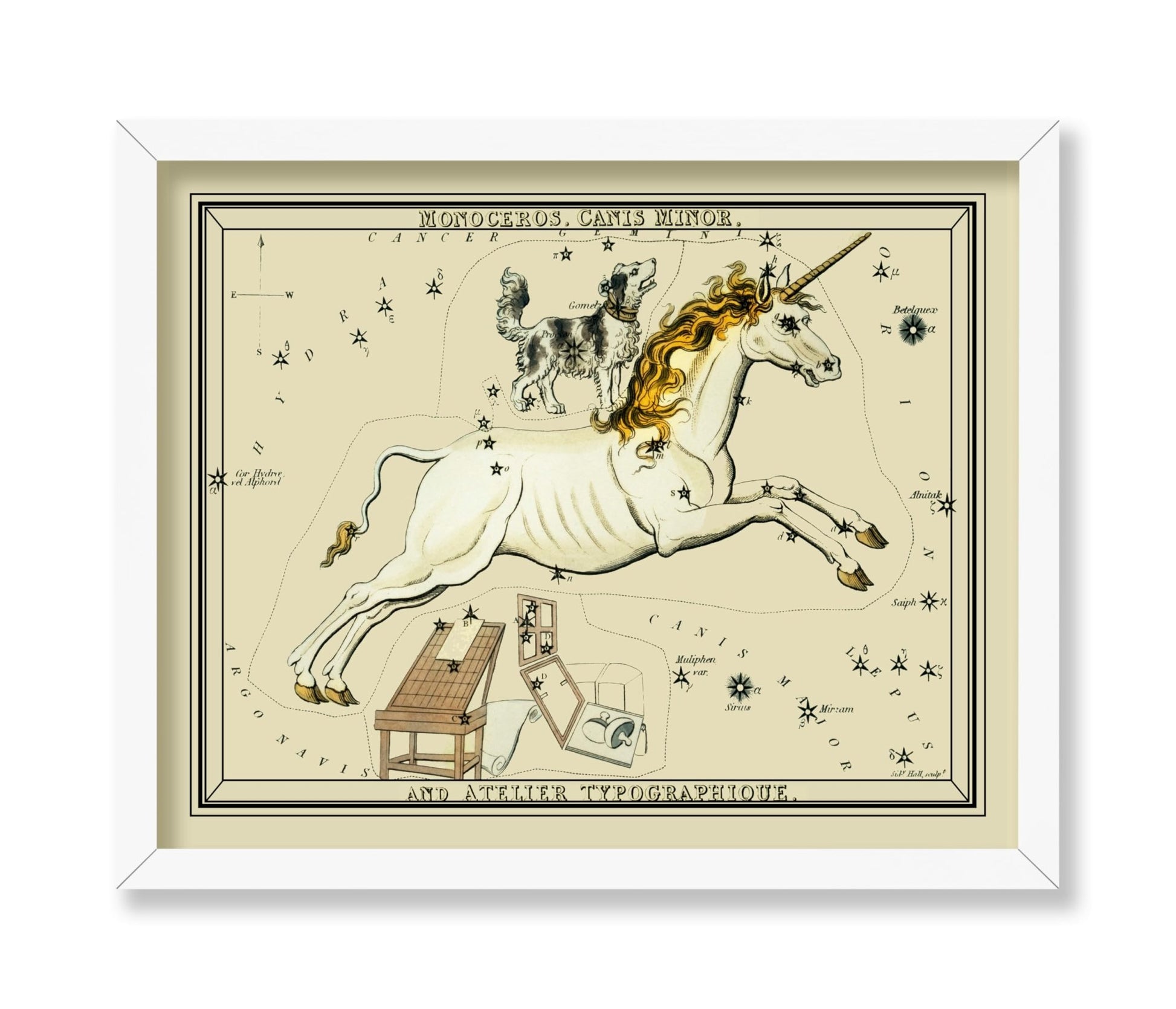 Urania's Mirror Monoceros, Canis Minor, and Atelier Typographique