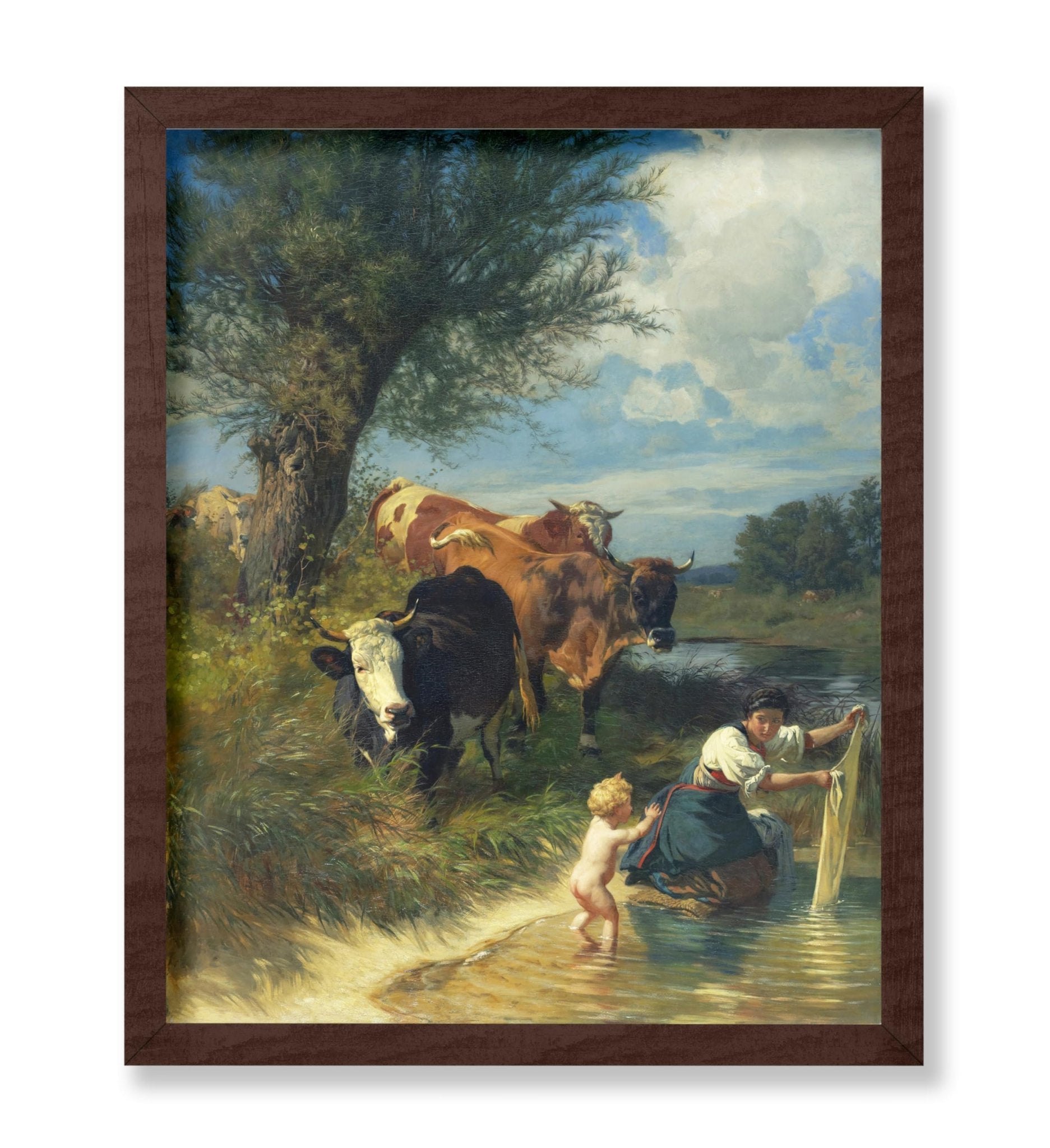 Rudolf Koller - Cows and Washerwomen near a Brook
