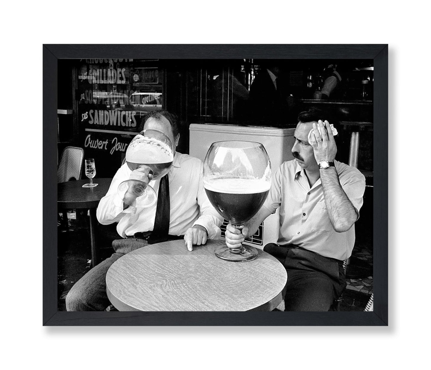 Two Guys Drinking Giant Beers