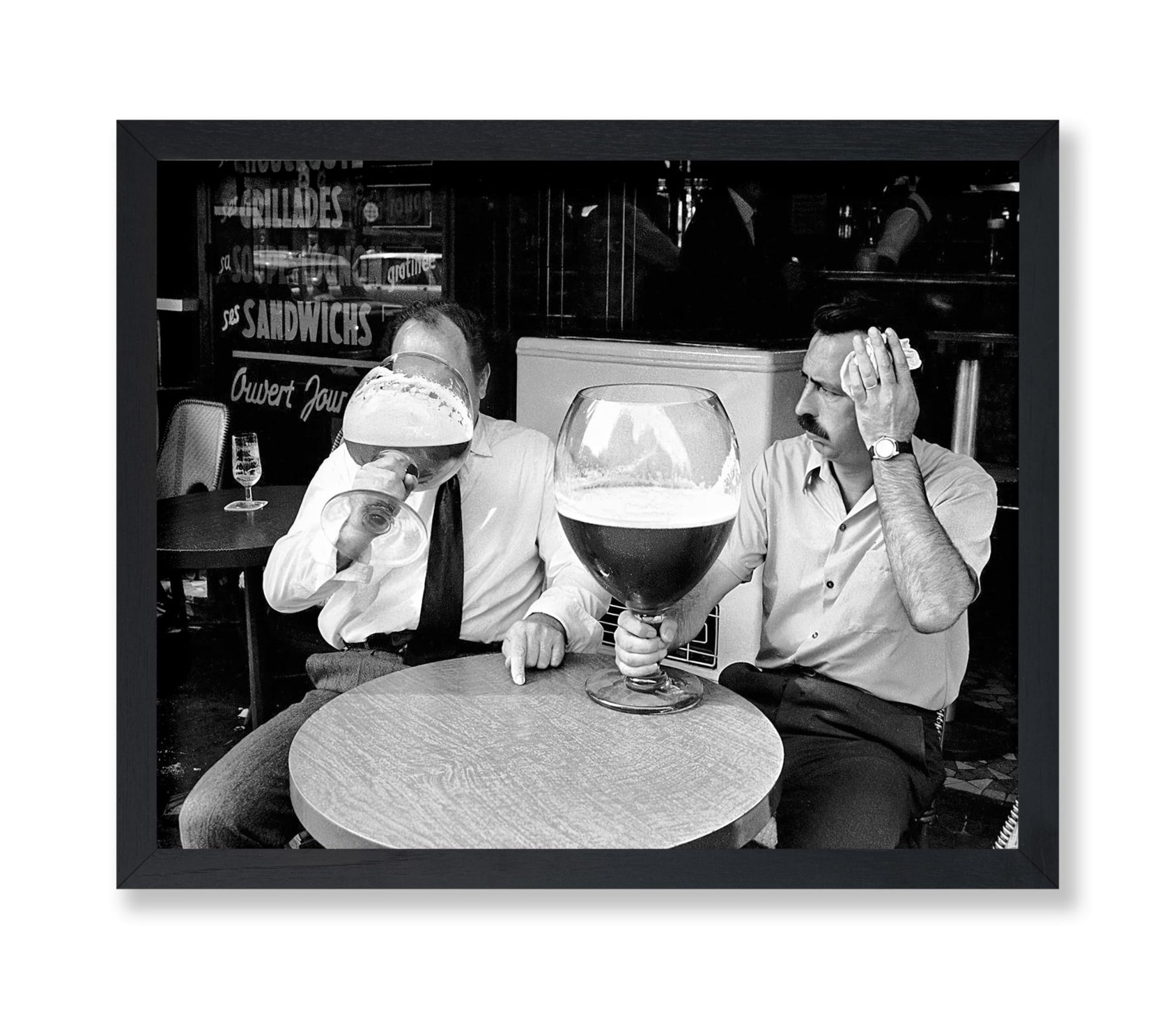 Two Guys Drinking Giant Beers