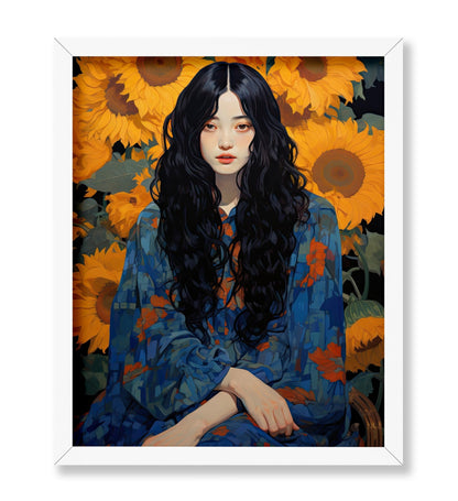 Woman and Sunflowers