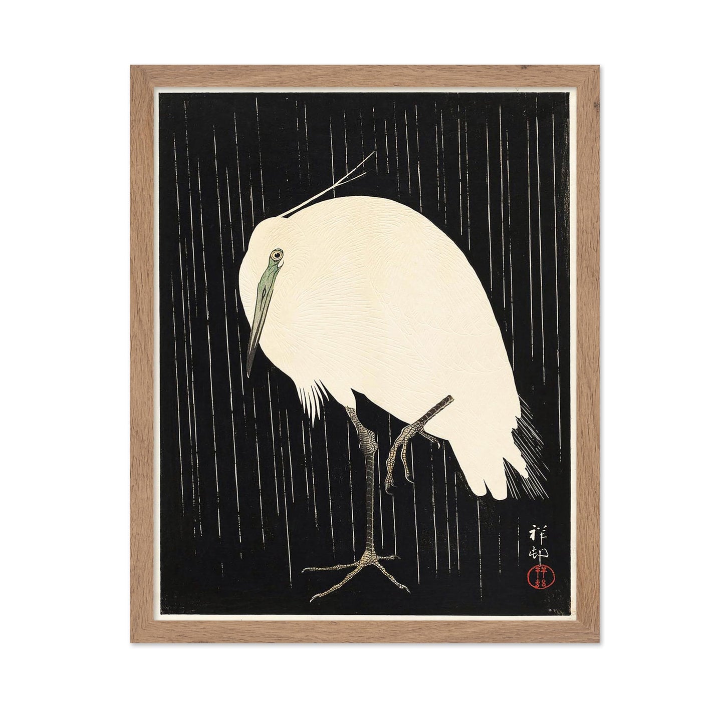 Ohara Koson - Egret Standing in Rain