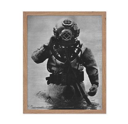 US Navy Diver in Mark-V Diving Helmet and Suit