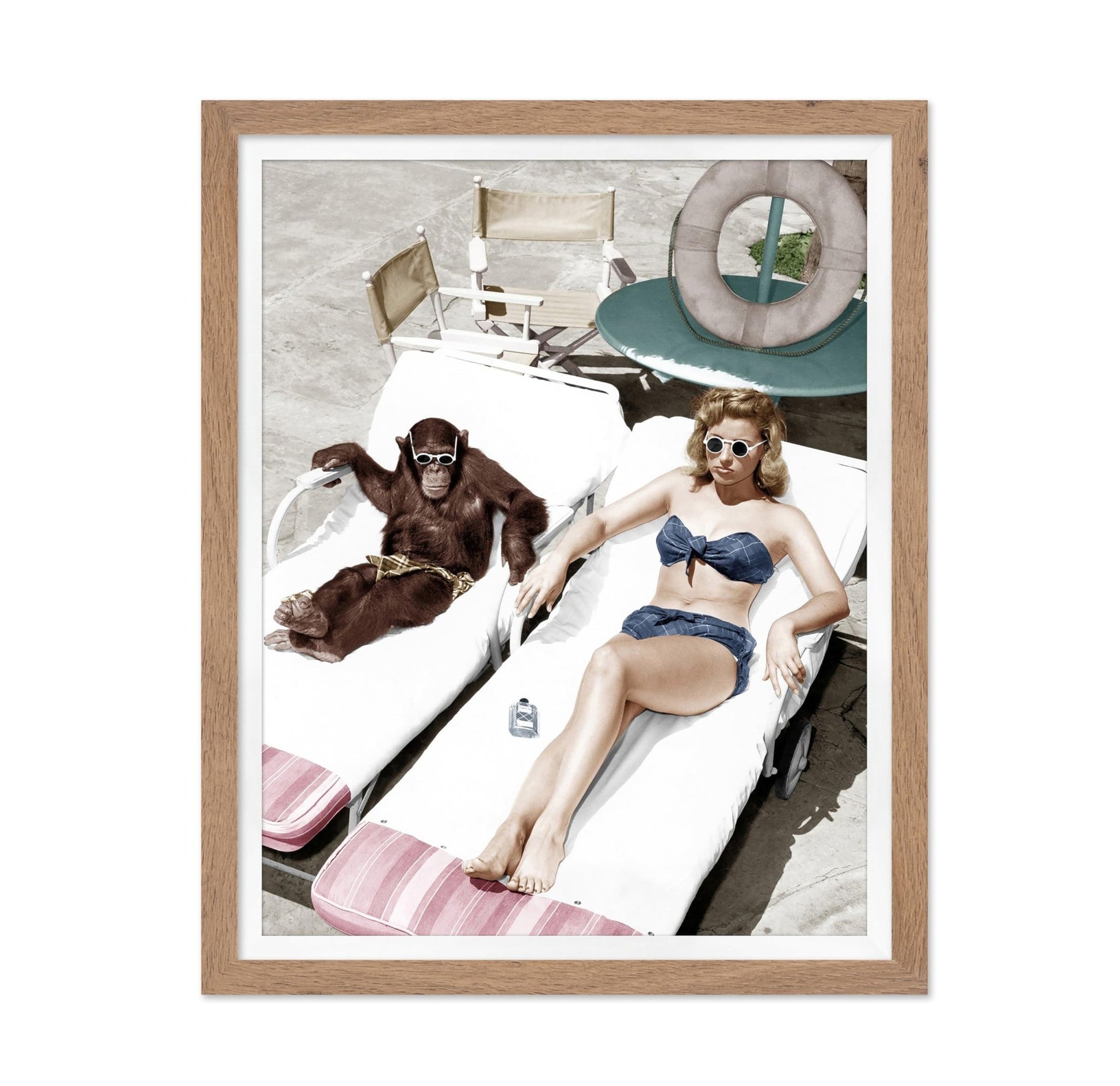 Chimpanzee and a Woman Sunbathing