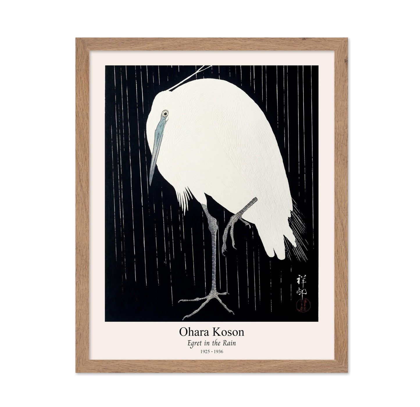 Ohara Koson - Egret in the Rain No1