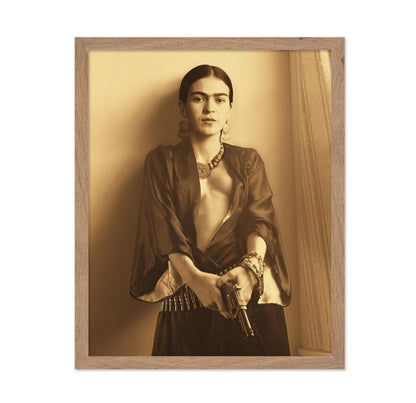 Frida Kahlo Holding A Gun