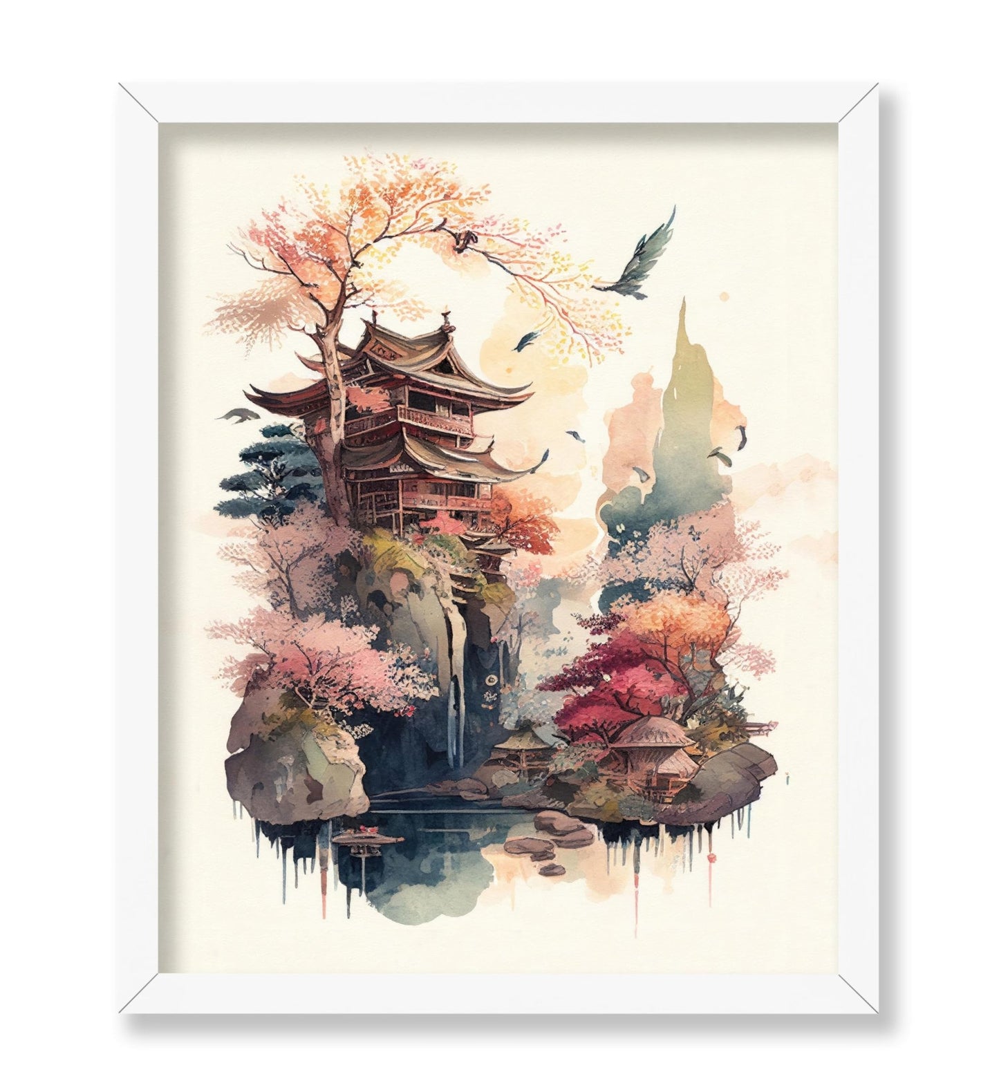 Watercolor Japanese Pagoda