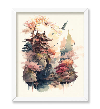 Watercolor Japanese Pagoda
