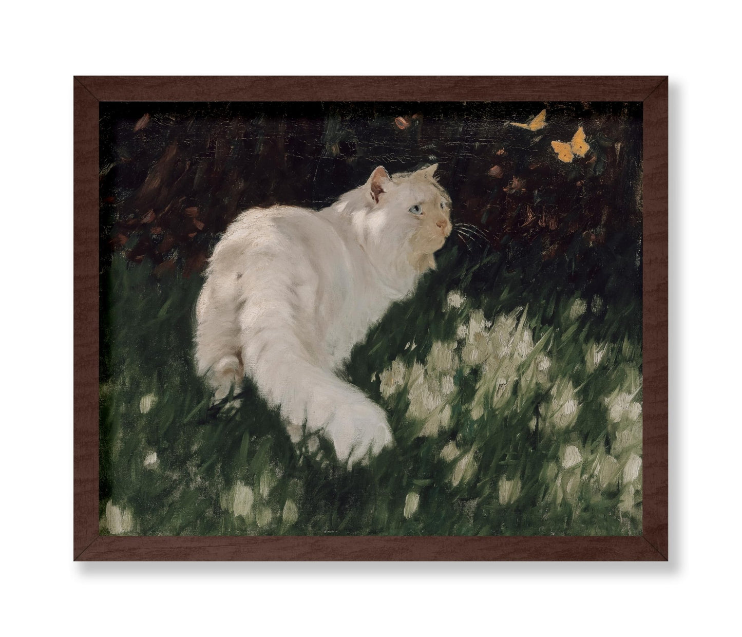 Arthur Heyer - White Cat and Butterflies