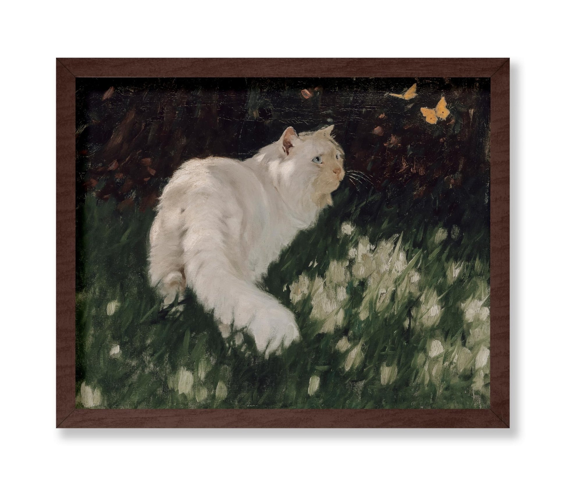 Arthur Heyer - White Cat and Butterflies