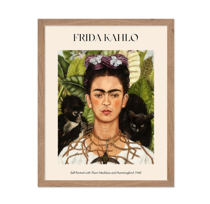 Frida - Self-Portrait with Thorn Necklace and Hummingbird No2 Poster